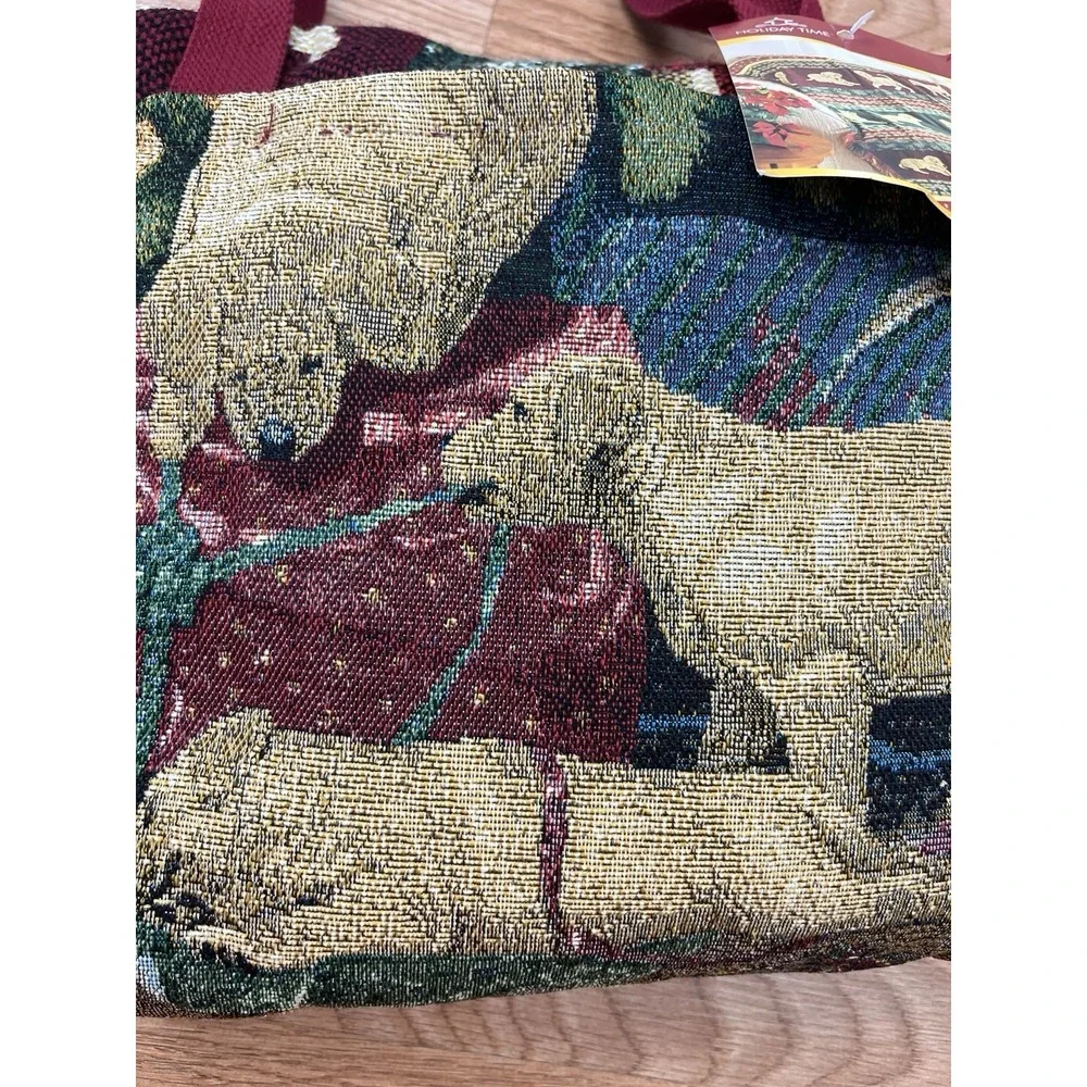Vintage Mia Lane Labrador Christmas Puppies Tapestry Throw Blanket & Bag NEW‎
